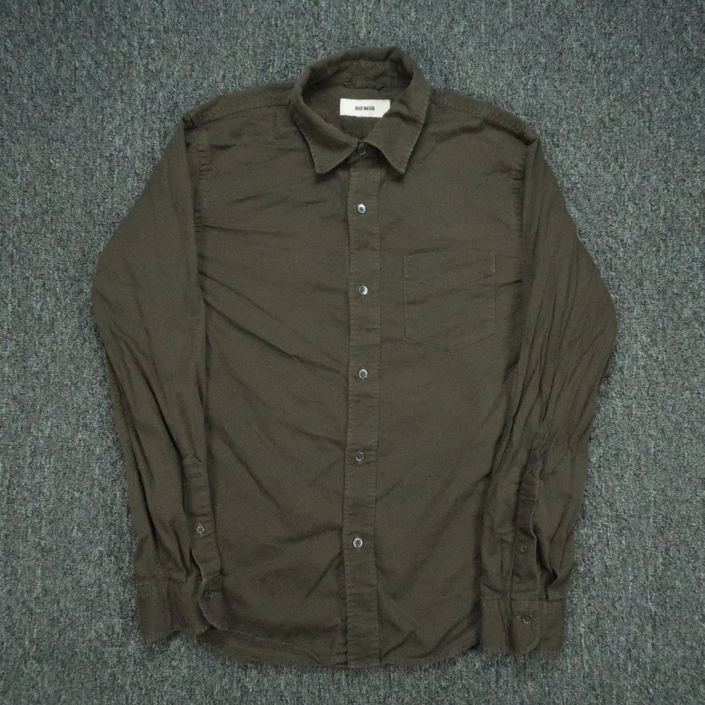 Buck Mason Shirt Mens Medium Green Pacific Twill One Pocket Long Sleeve Button